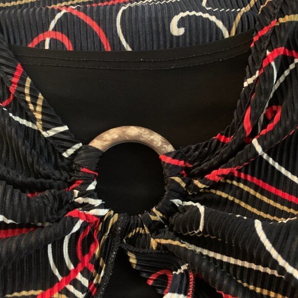 Lane Bryant Micro-Pleat Split Front Top Colorful Swirl Pattern Sz 3X #61C - Picture 6 of 7